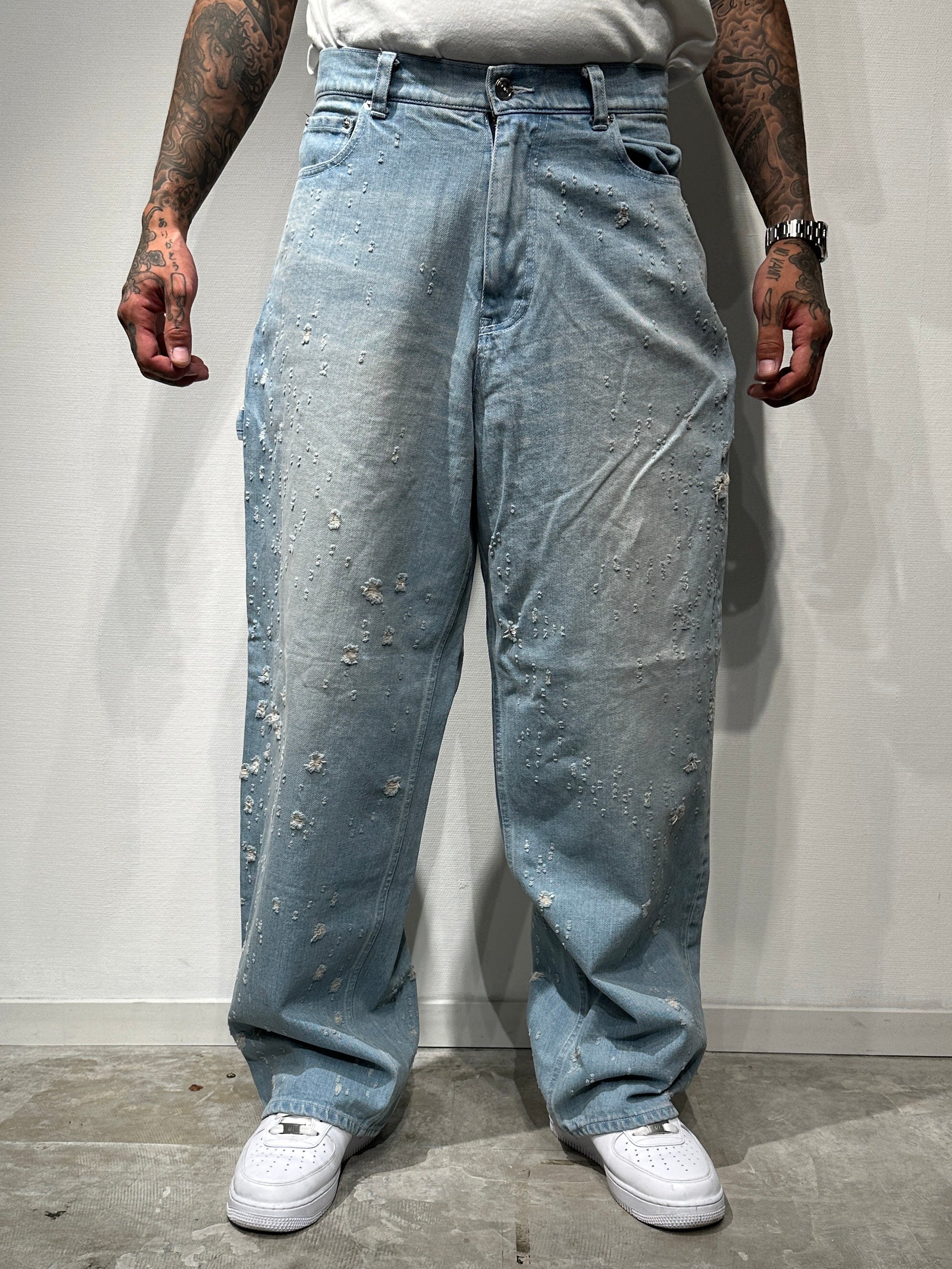 DMAGED BUGGY DENIM PANTS