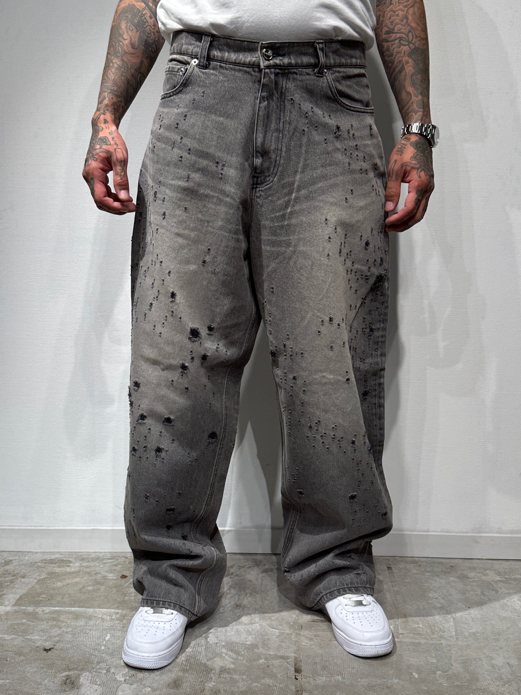 DMAGED BUGGY DENIM PANTS