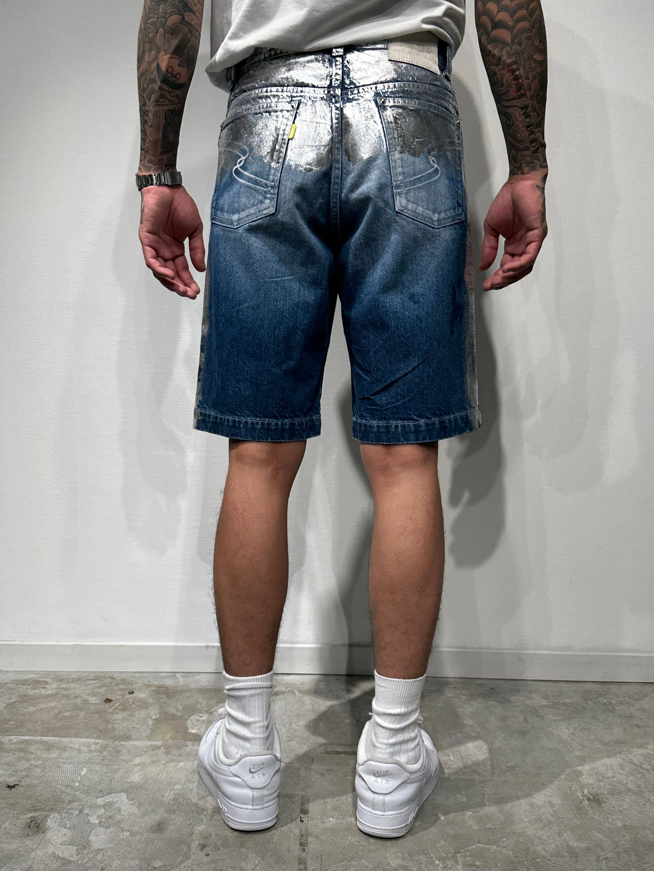 FOIL DENIM SHORTS