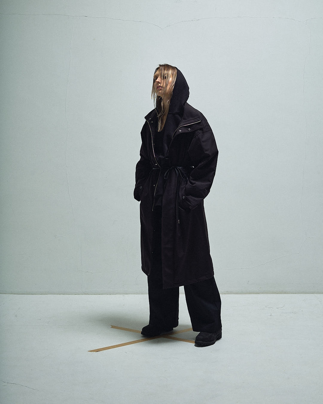 High-Neck Waisted Tech Coat