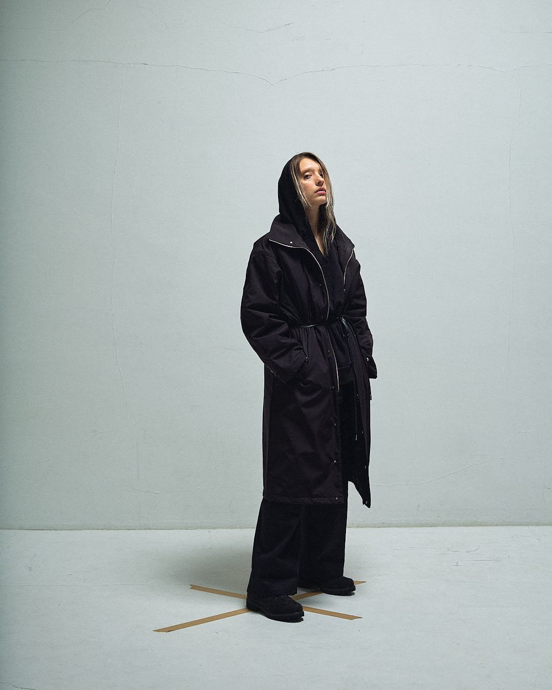 High-Neck Waisted Tech Coat