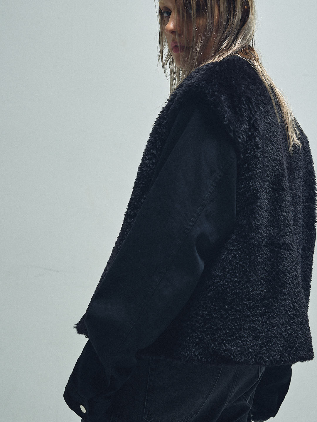 Faux Fur Denim Jacket