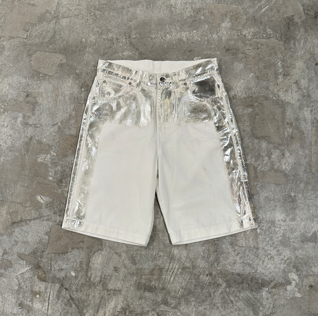 FOIL DENIM SHORTS