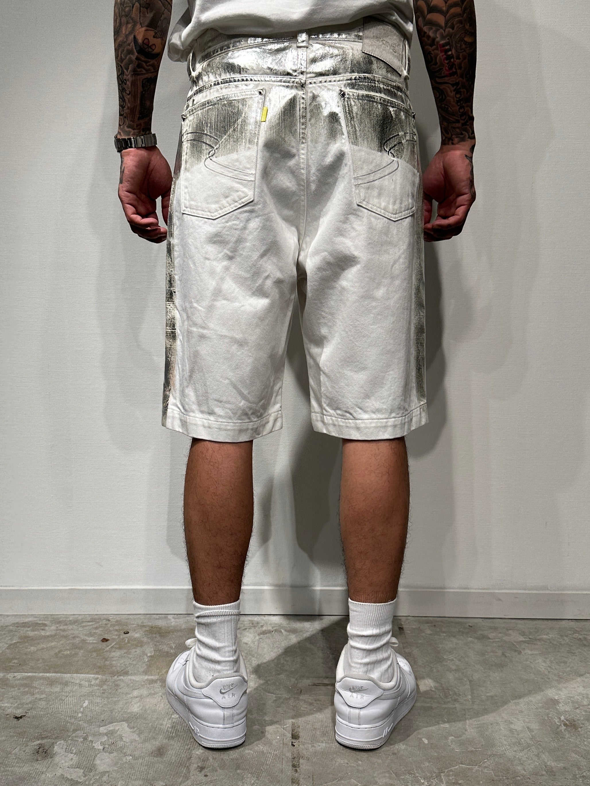 FOIL DENIM SHORTS