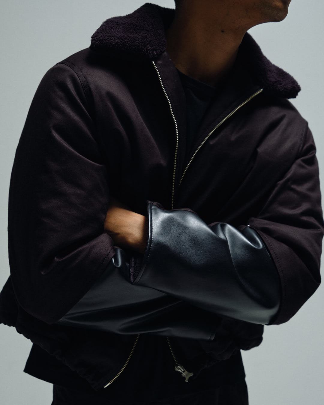 Boa Collar Nylon Bomber