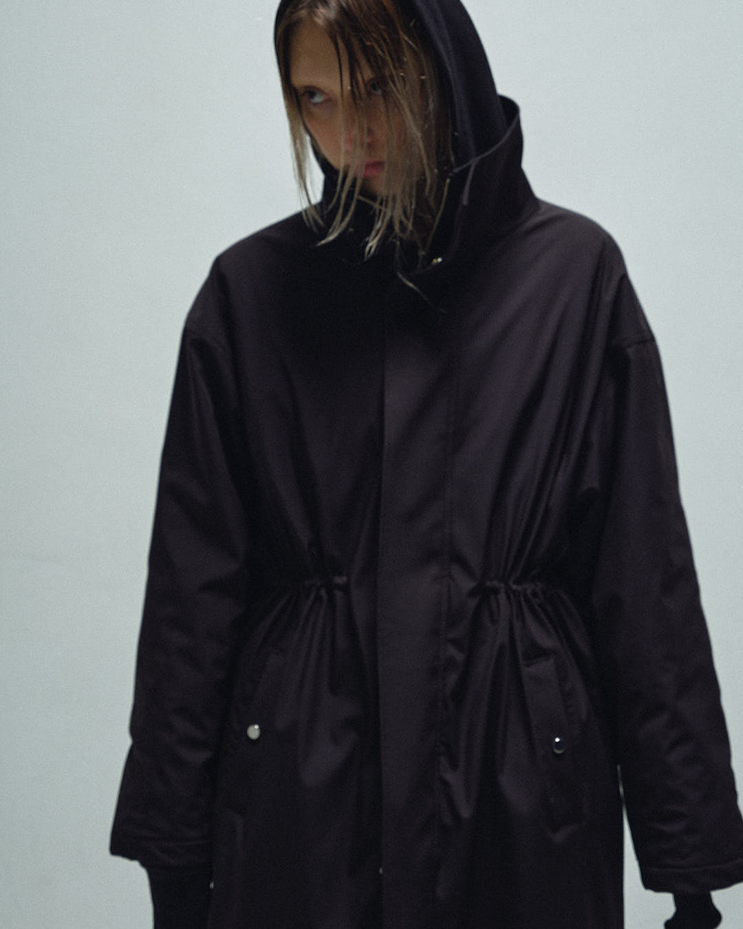 High-Neck Waisted Tech Coat